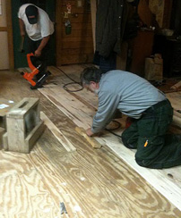 Family floor in hickory lumber