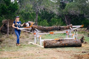 April is excited about her chain sawmill and sees great advantages of a portable sawmill.